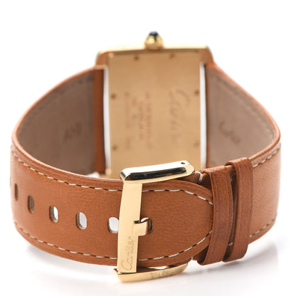 Cartier 18K Yellow Gold Calfskin 38mm Tank Divan Quartz Watch Brown 3 of 5