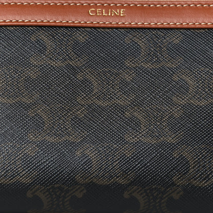 Celine Triomphe Canvas Calfskin Small Cosmetic Pouch Tan 8 of 11