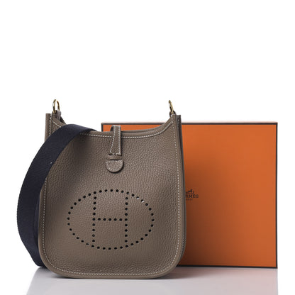 Hermes Taurillon Clemence Amazone Evelyne TPM Etoupe Bleu Indigo 11 of 11
