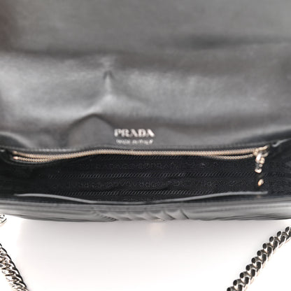 Prada Soft Calfskin Impunture Diagramme Large Chain Flap Shoulder Bag Black 5 of 12