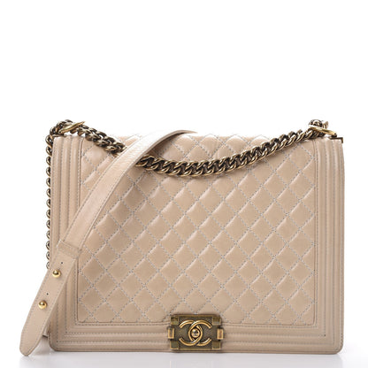 Chanel Calfskin Quilted Large Boy Flap Beige 1 of 19