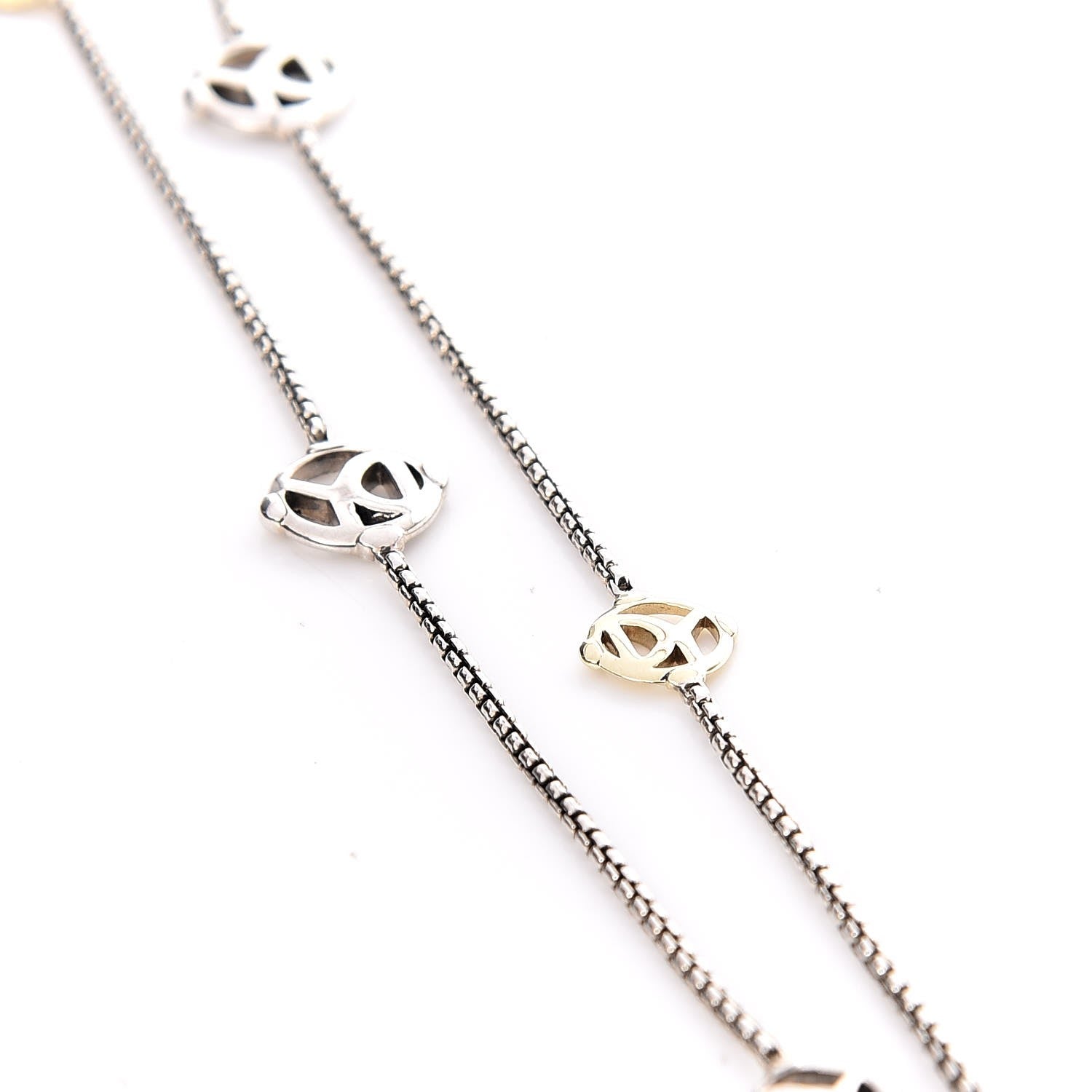 David Yurman Sterling Silver 14K Yellow Gold Logo Station Necklace 36" 5 of 7