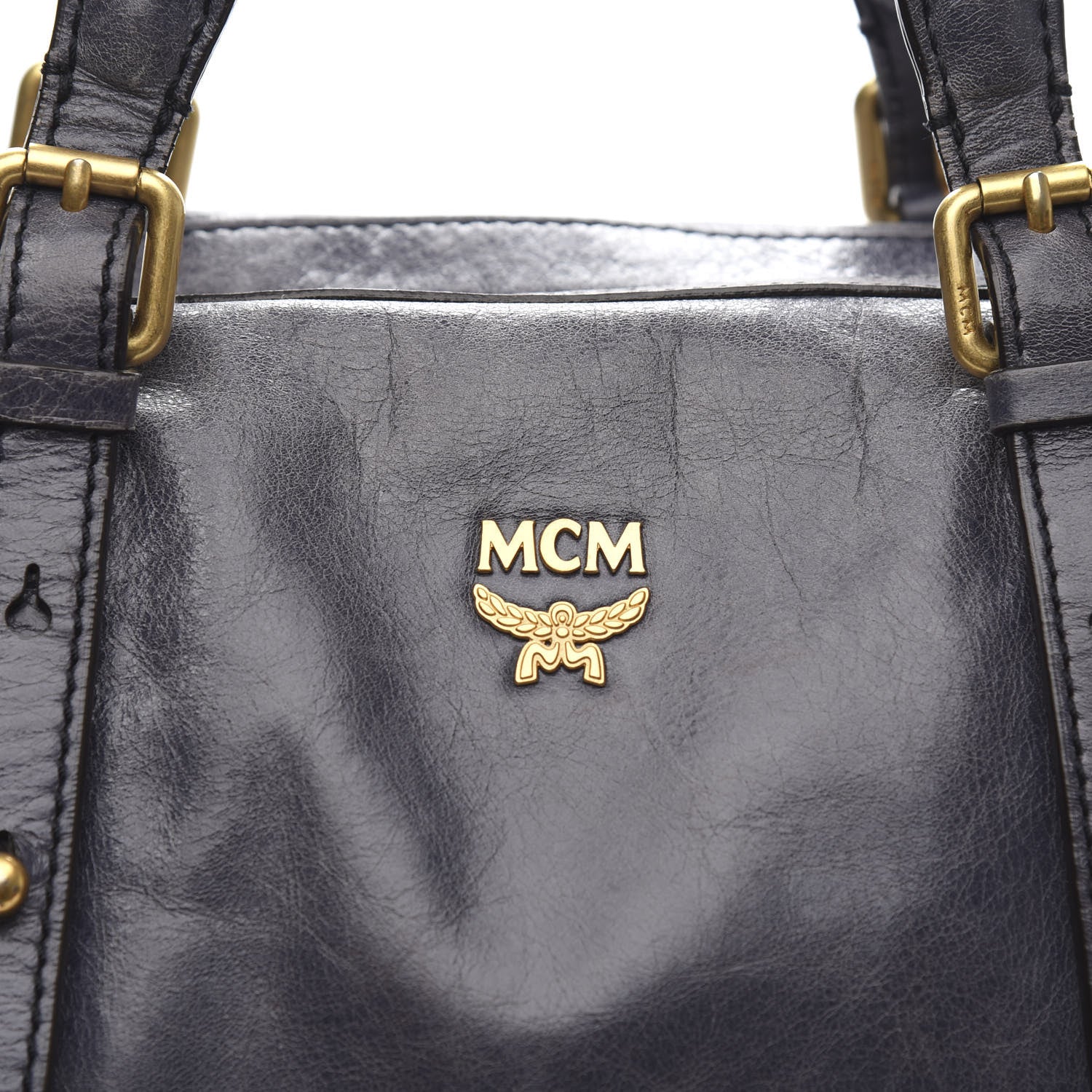 MCM Calfskin Satchel Grey 10 of 10
