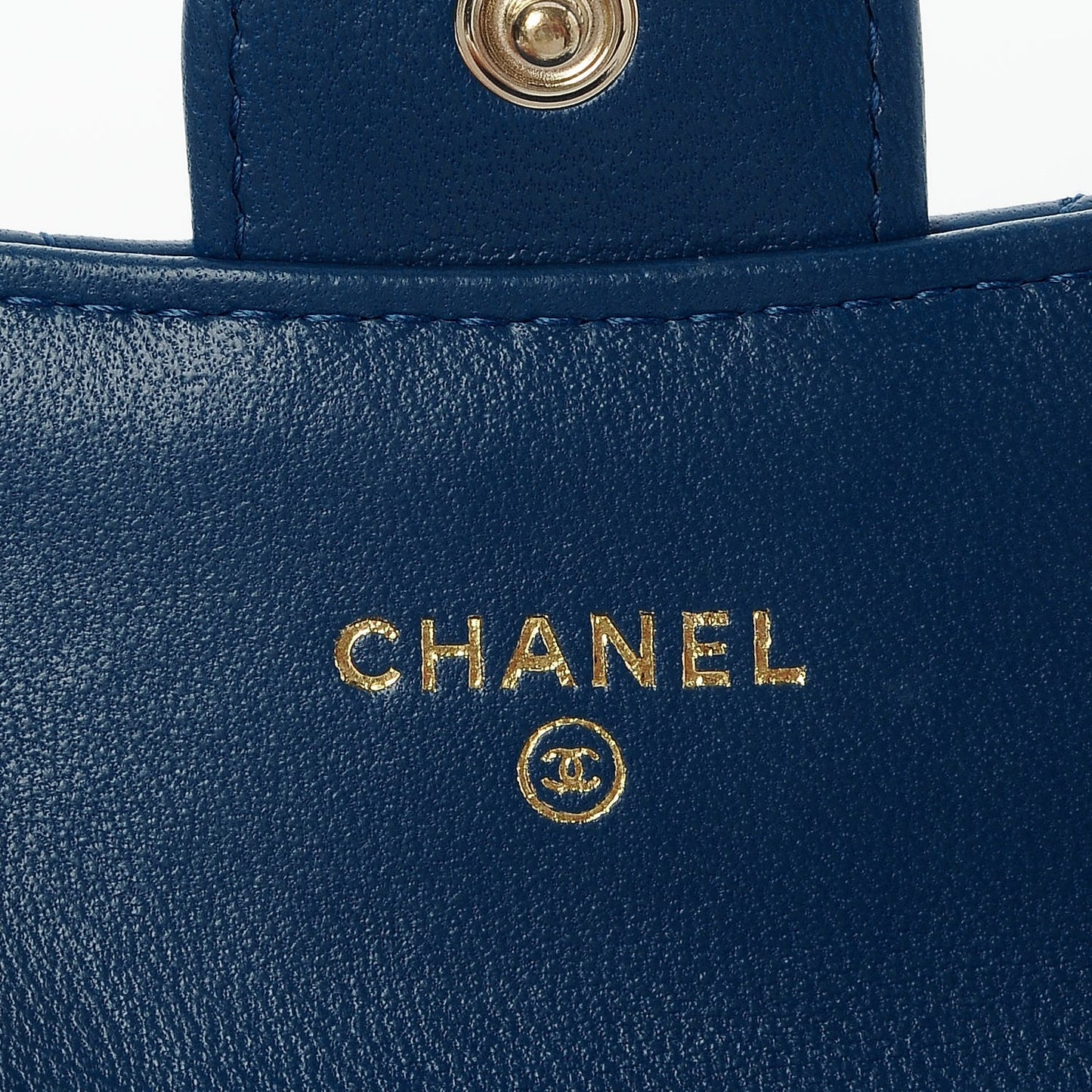 Lambskin Quilted Card Holder Blue