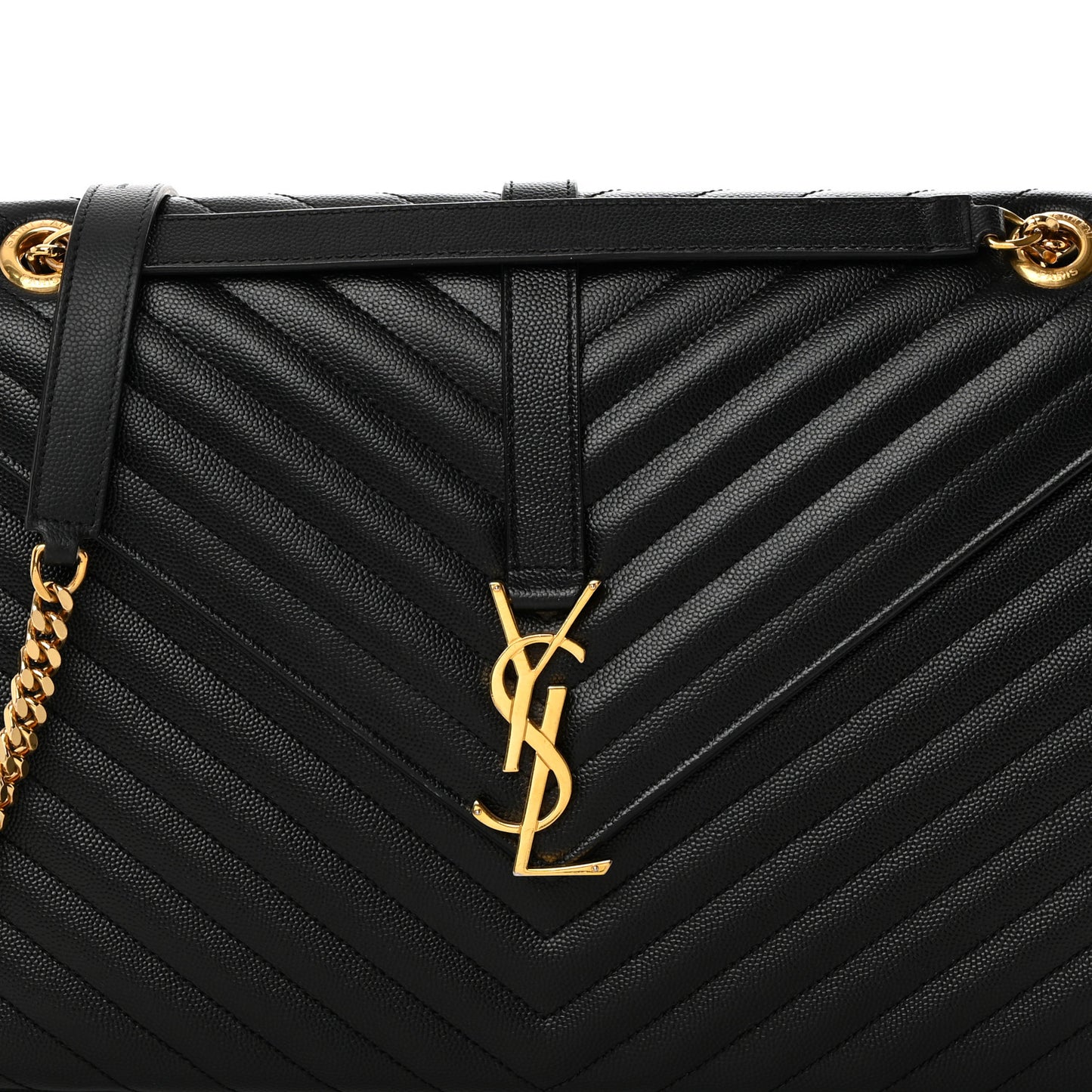 Grain De Poudre Matelasse Chevron Large Monogram Satchel Black