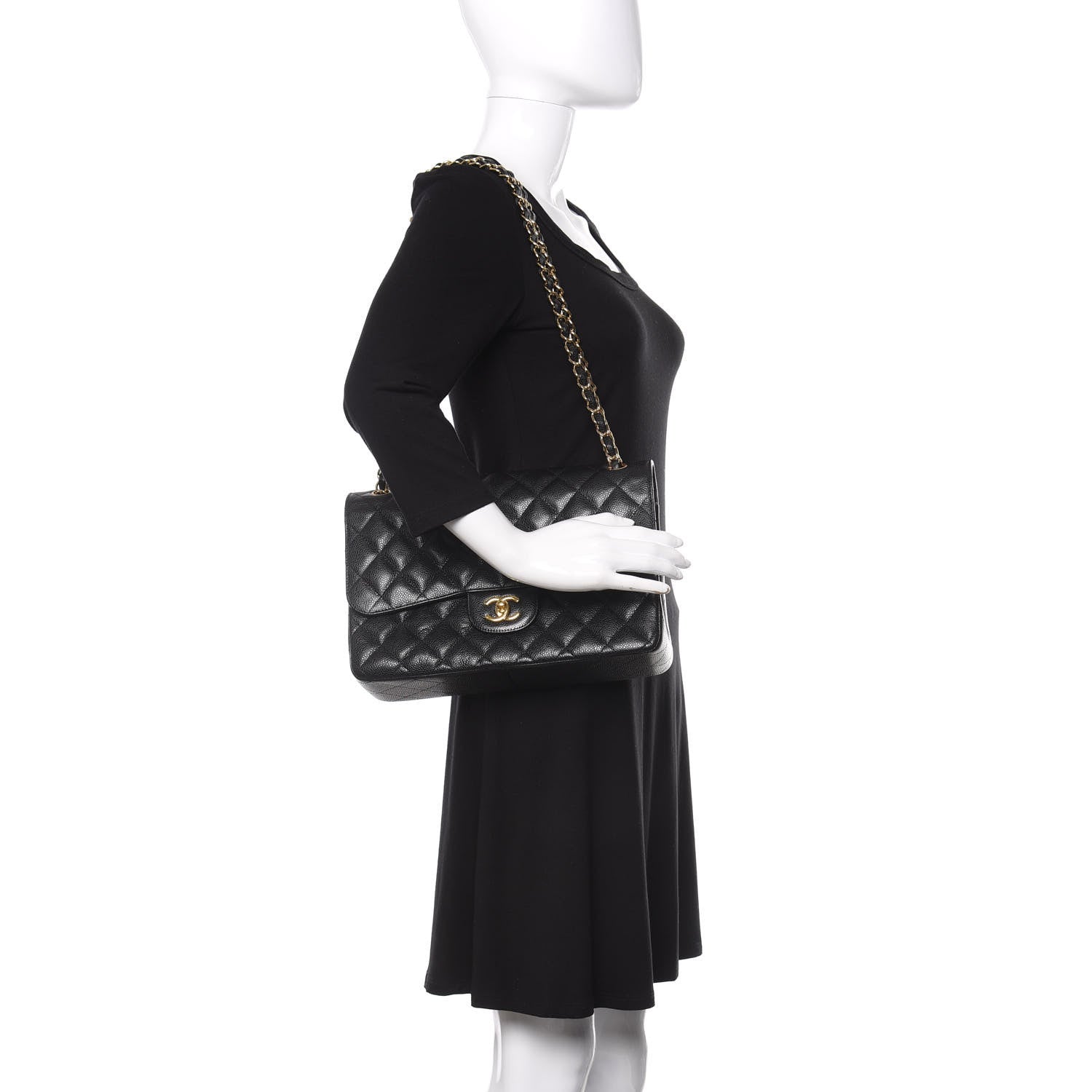Chanel Caviar Quilted Jumbo Double Flap Black 2 of 15