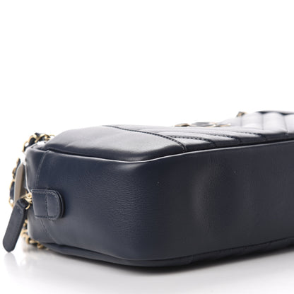 Chanel Calfskin Quilted Daily Chevron Camera Case Navy Blue 6 of 11