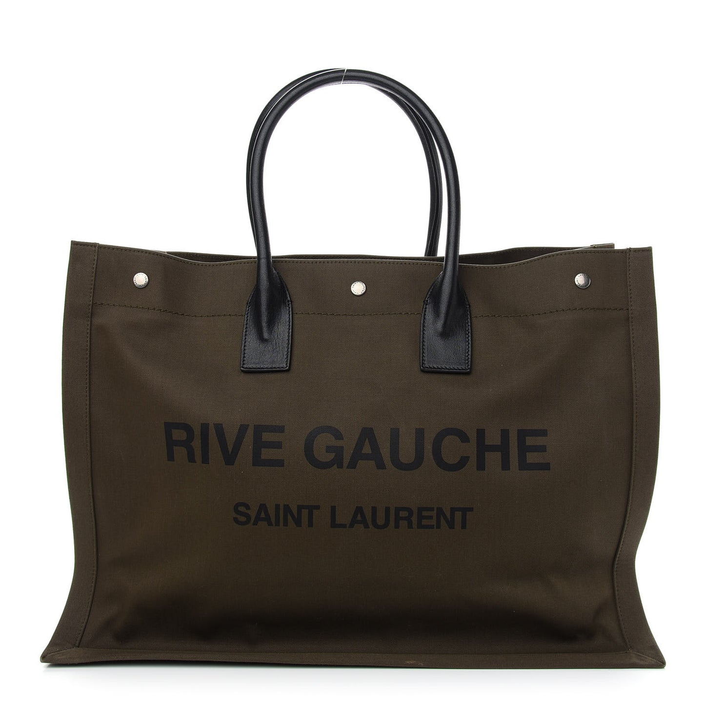 Linen Calfskin Rive Gauche Tote Khaki