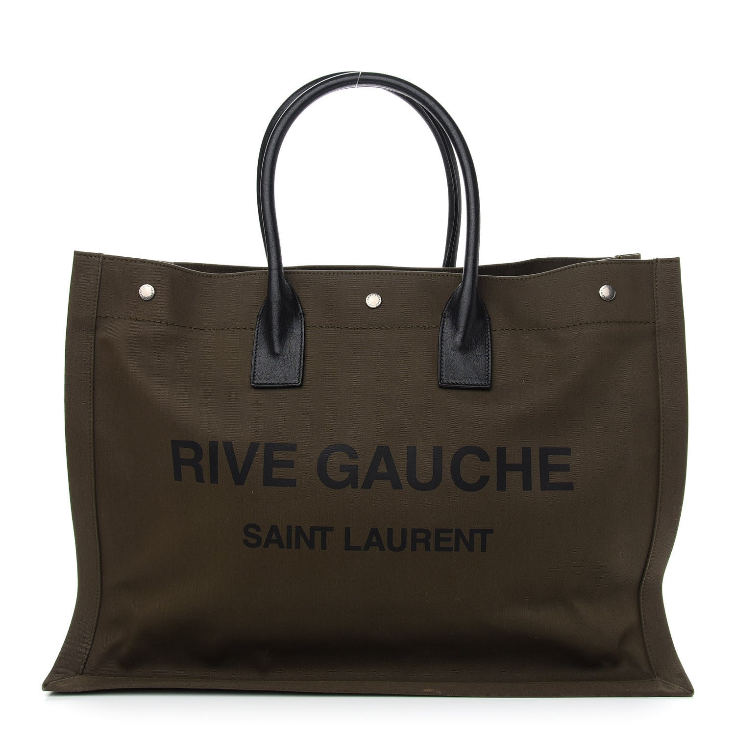 Saint Laurent Linen Calfskin Rive Gauche Tote Khaki 1 of 8