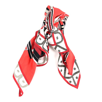 Hermes Silk Balade En Berline Scarf 90 Rouge White Multicolor 2 of 3