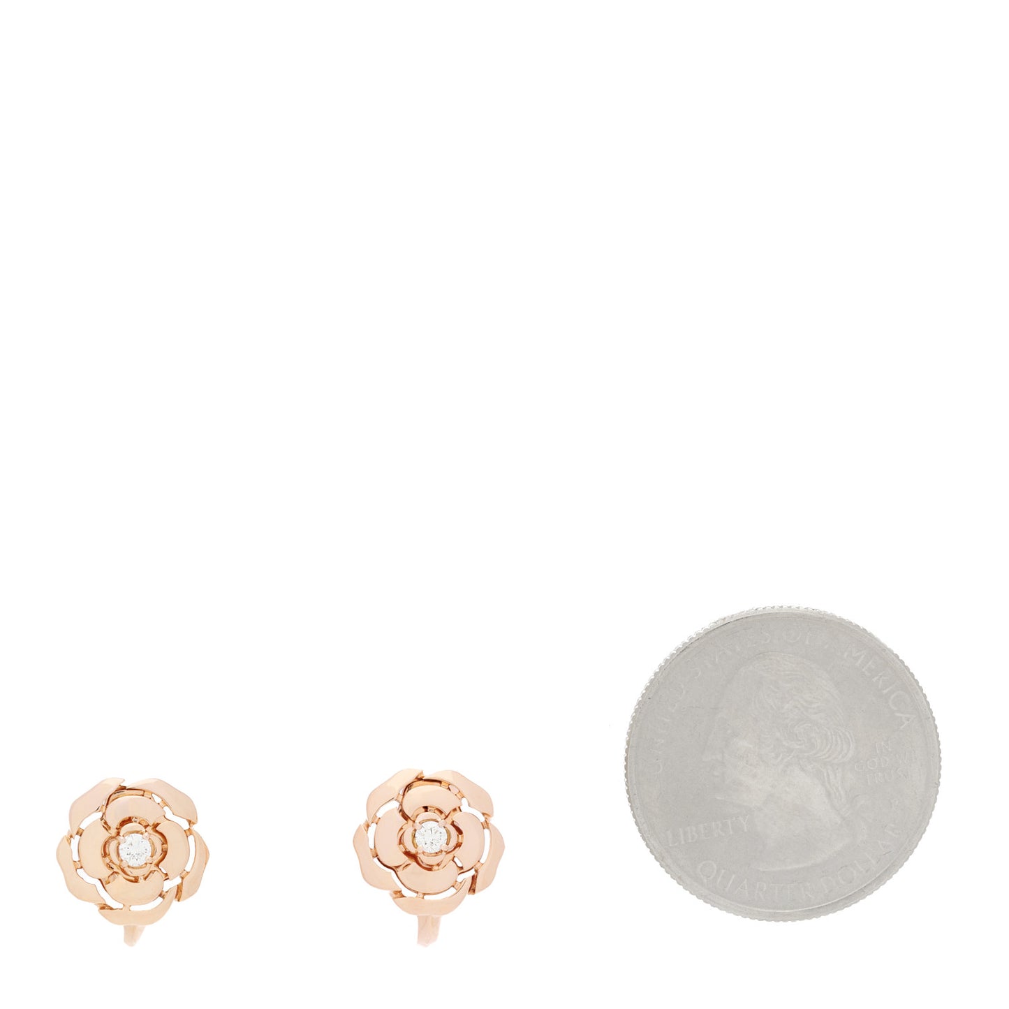 18K Rose Gold Diamond Extrait de Camelia Earrings