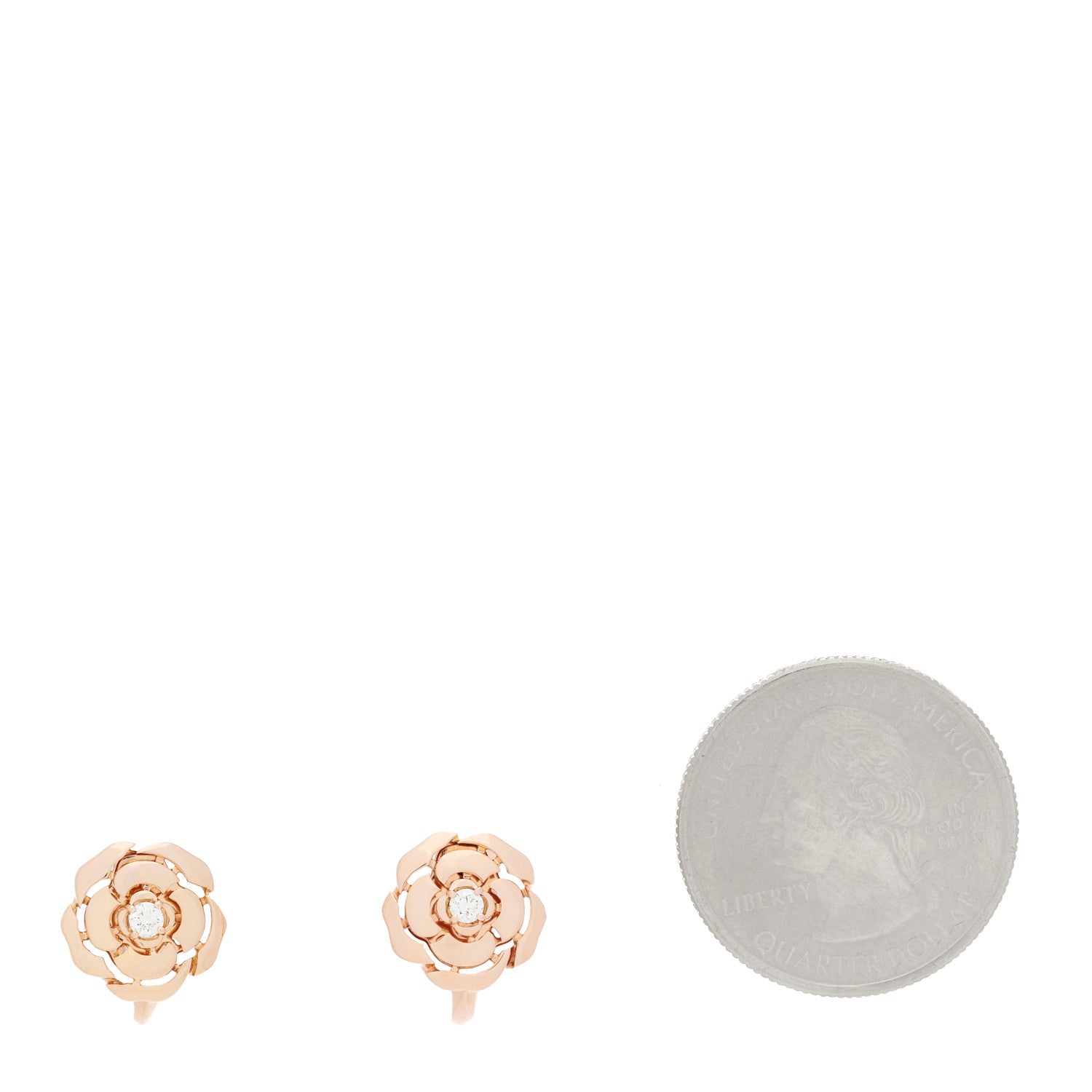 Chanel 18K Rose Gold Diamond Extrait de Camelia Earrings 2 of 4