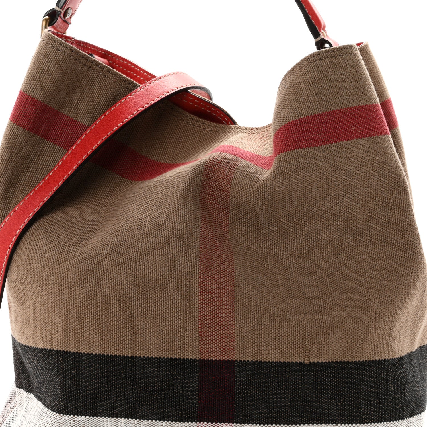 Burberry Canvas Mega Check Medium Ashby Hobo Cadmium Red 9 of 11