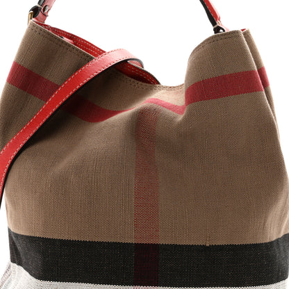 Burberry Canvas Mega Check Medium Ashby Hobo Cadmium Red 9 of 11