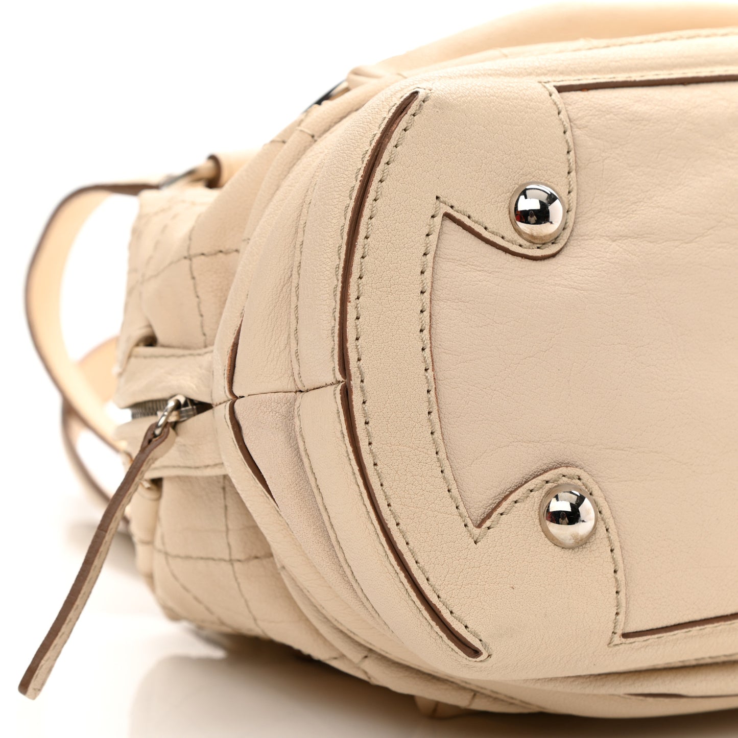 Goatskin Square Stitch Essential Bowler White