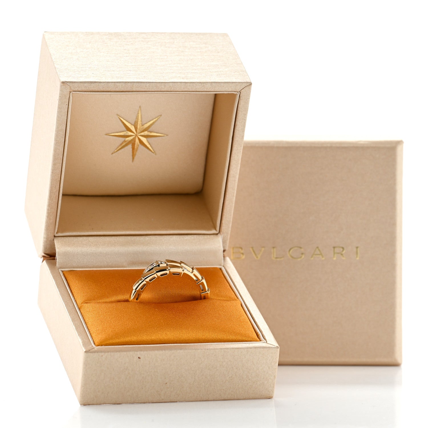 Bulgari 18K Yellow Gold Diamond Serpenti Viper Single Spiral Ring 60 9 5 of 5