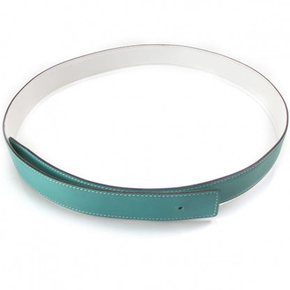 Hermes Swift Chamonix Reversible Belt Strap White/Turquoise 95 1 of 4