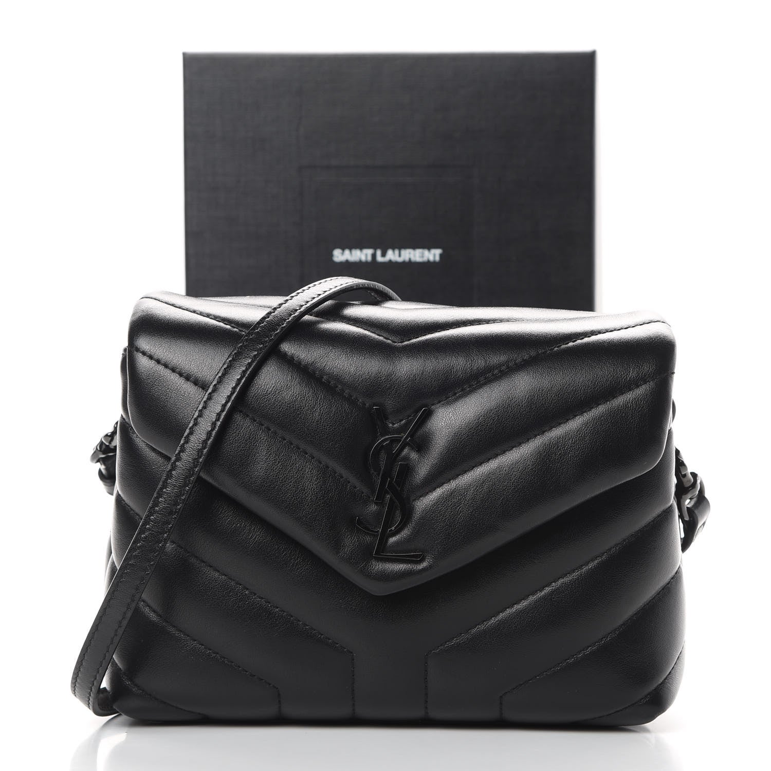 Saint Laurent Calfskin Y Quilted Monogram Toy Loulou Crossbody Bag Black 13 of 13