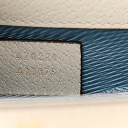 Gucci Textured Calfskin Bee Star Print Mini Sylvie Top Handle Bag Mystic White 7 of 9