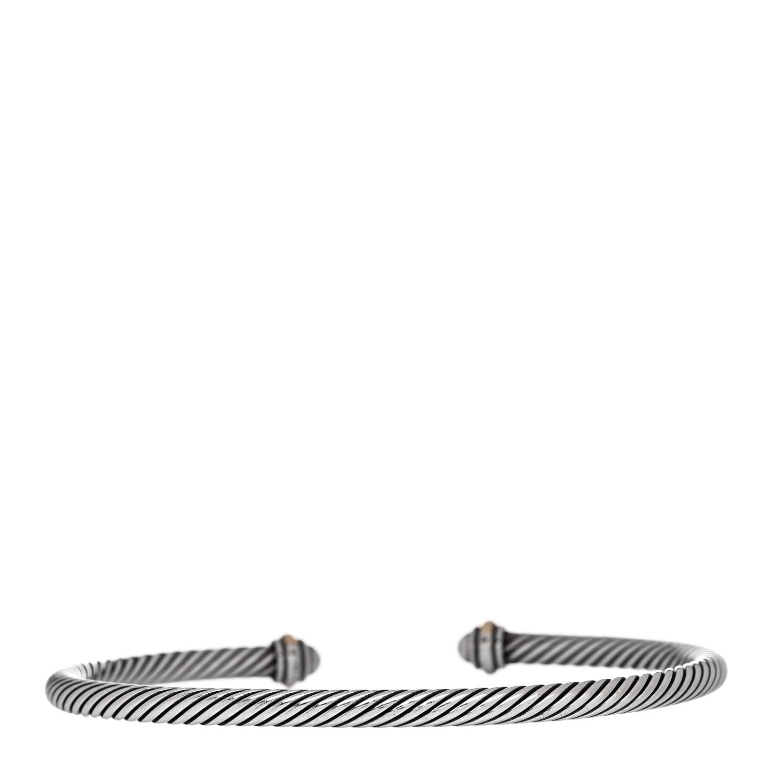 David Yurman Sterling Silver 18K Yellow Gold 4mm Cable Classics Bracelet 2 of 4