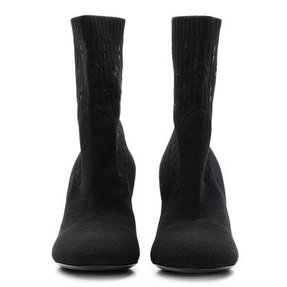 Louis Vuitton Monogram Stretch Fabric Silhouette Ankle Boots 38 Black 3 of 8