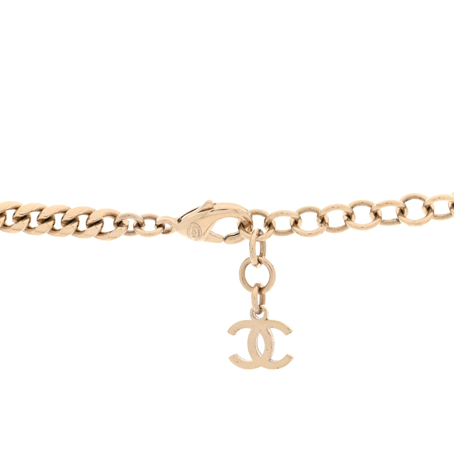 Chanel Crystal Crystal CC Coco Heart Necklace Gold 8 of 9
