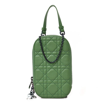 Christian Dior Lambskin Cannage Lady Dior Phone Holder Green 1 of 7