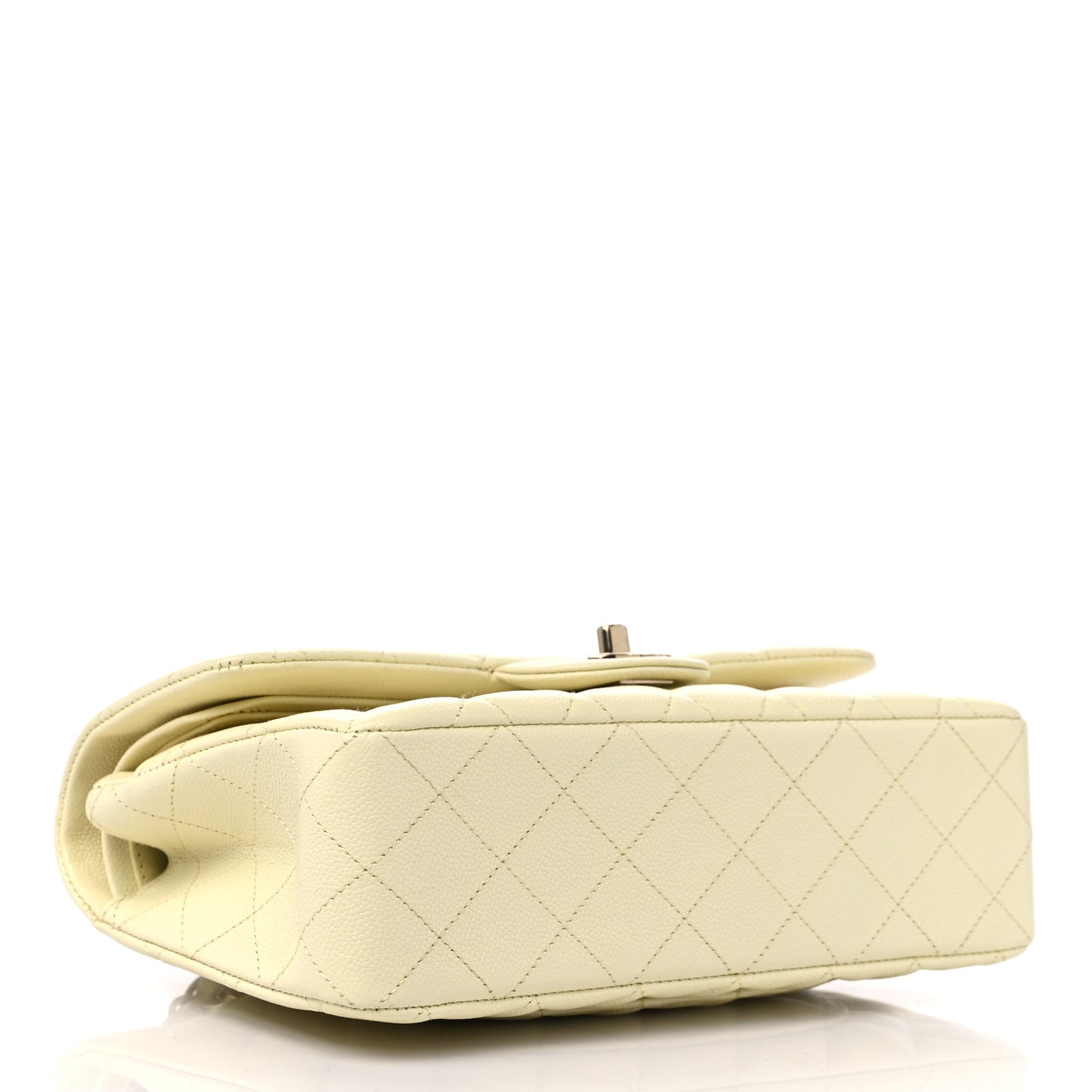 Caviar Quilted Small Double Flap Light Yellow