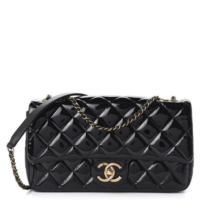 Chanel Patent Goatskin Quilted Medium CC Eyelet Flap Black 1 of 10