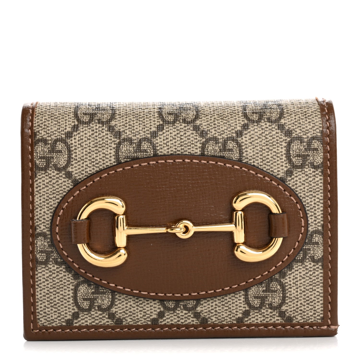 Gucci GG Supreme Monogram Horsebit 1955 Card Case Wallet Beige Ebony Brown Sugar 1 of 11