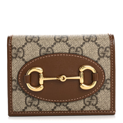 Gucci GG Supreme Monogram Horsebit 1955 Card Case Wallet Beige Ebony Brown Sugar 1 of 11
