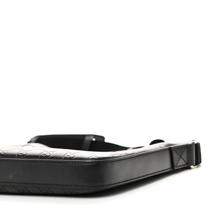 Gucci Guccissima Signature Medium Flat Messenger Bag Black 10 of 10