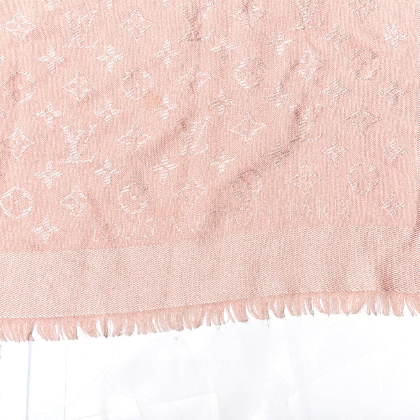 Silk Wool Monogram Shawl Rose