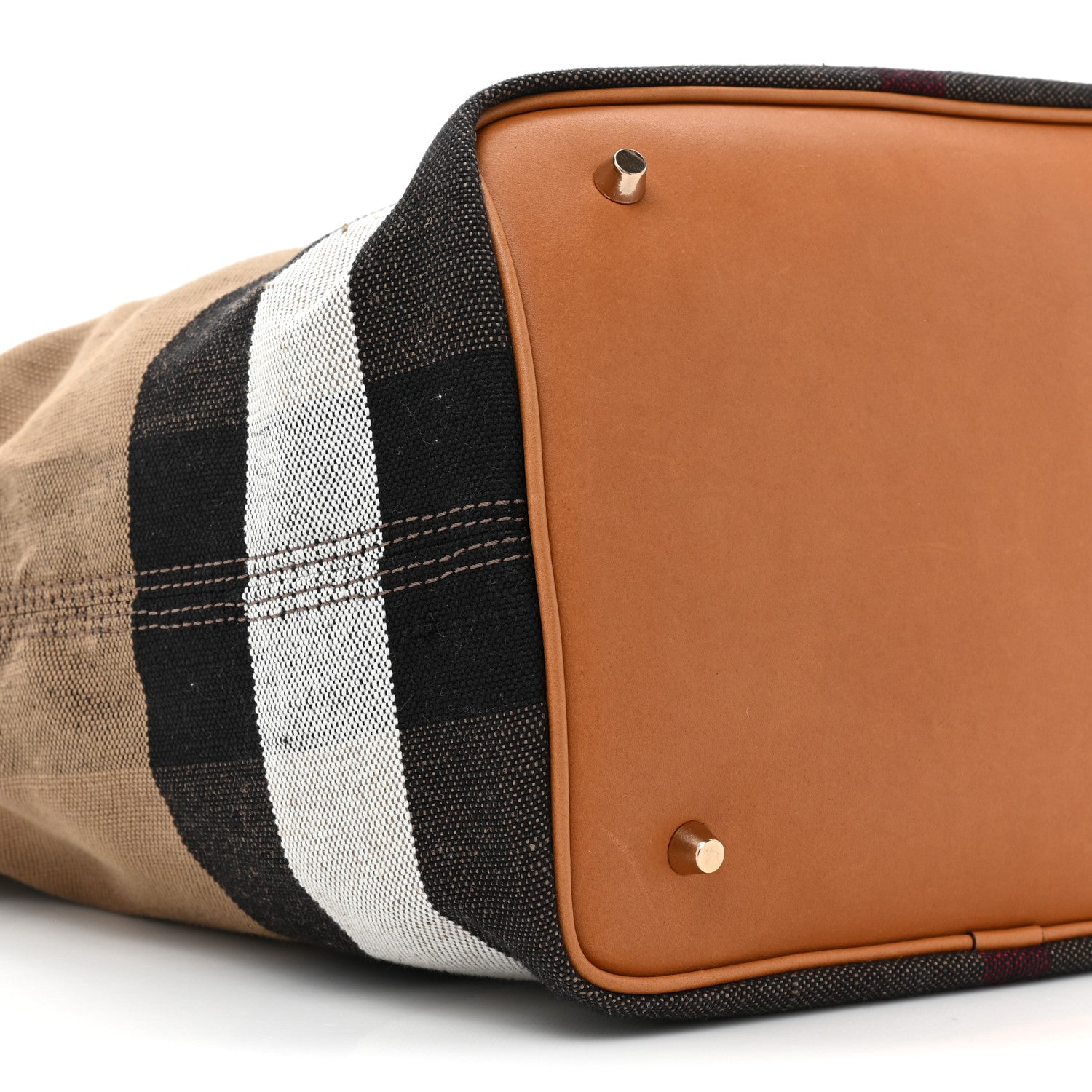 Burberry Grainy Calfskin Canvas Mega Check Medium Ashby Tassel Hobo Saddle Brown 11 of 15