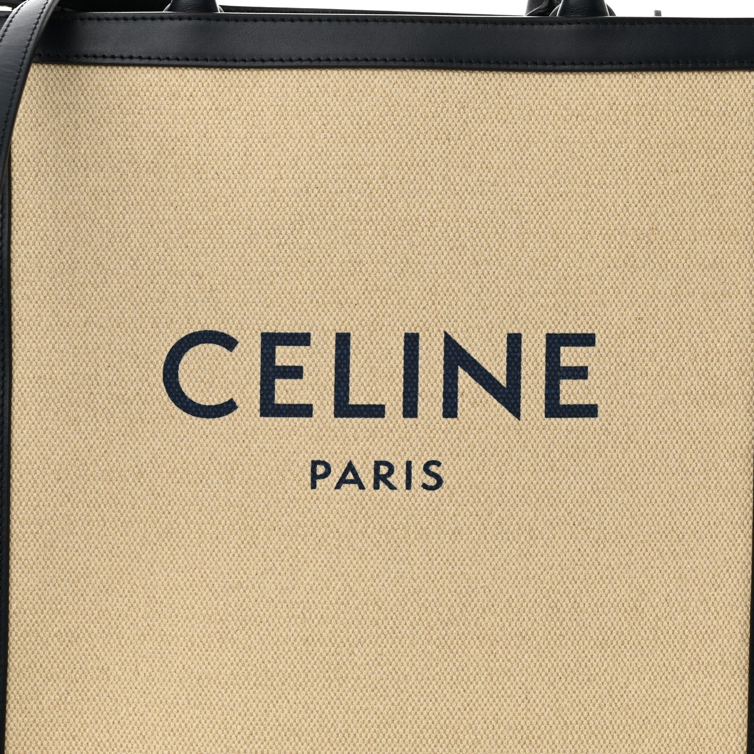 Celine Canvas Calfskin Logo Print Small Vertical Cabas Natural Navy 8 of 11