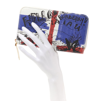 Burberry Calfskin Print Zip Around Wallet Multicolor White 2 of 7