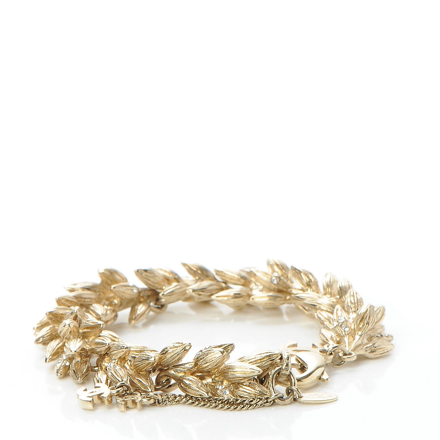 Chanel Crystal CC Sheath of Wheat Bracelet Gold 3 of 6