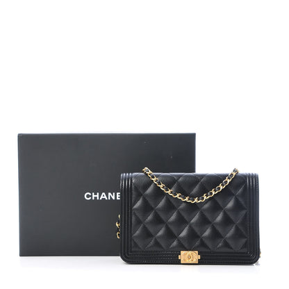 Chanel Caviar Quilted Boy Wallet On Chain WOC Black 9 of 9