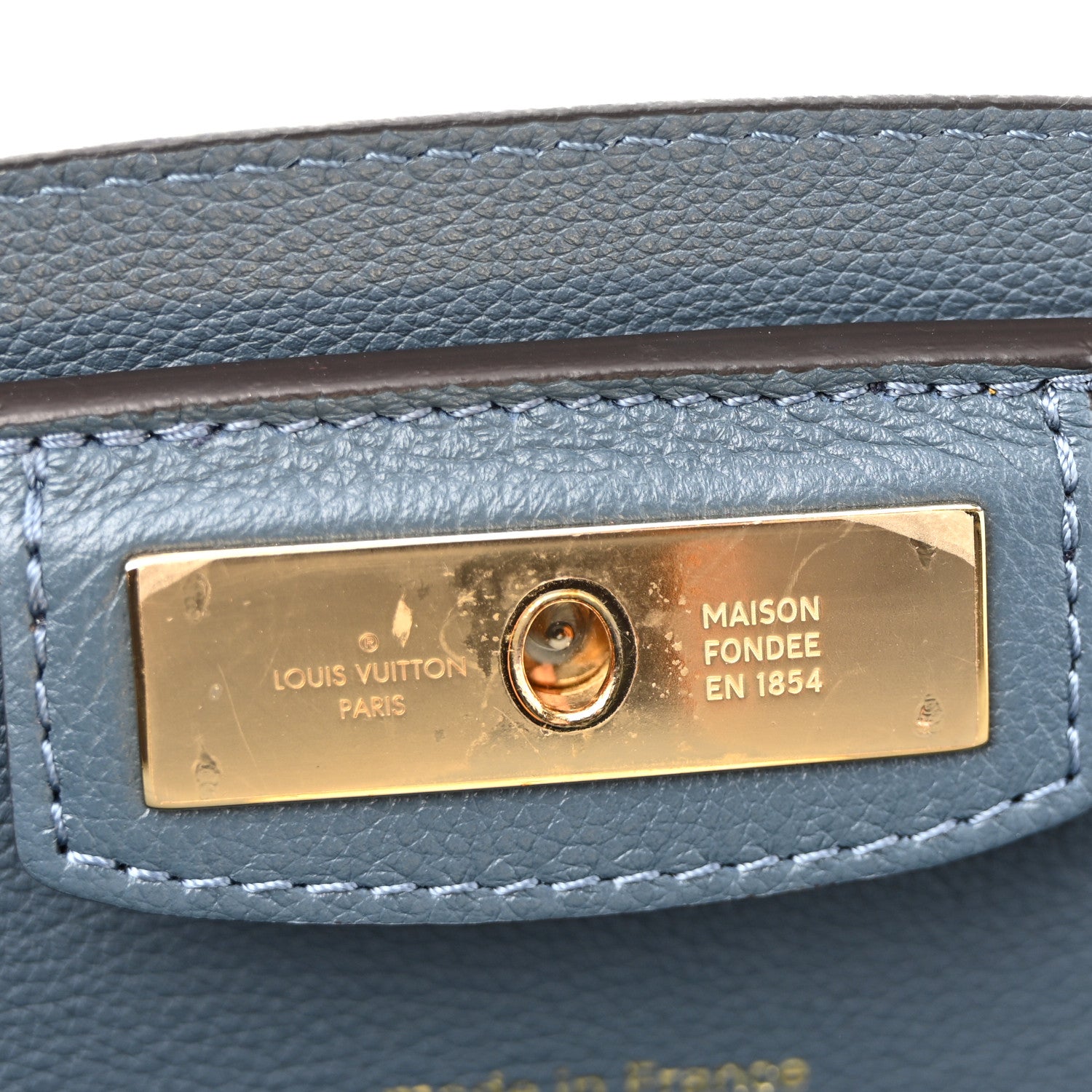 Louis Vuitton Grained Calfskin Steamer MM Blue 6 of 12