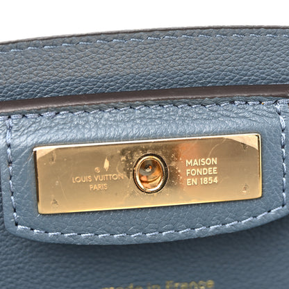 Louis Vuitton Grained Calfskin Steamer MM Blue 6 of 12