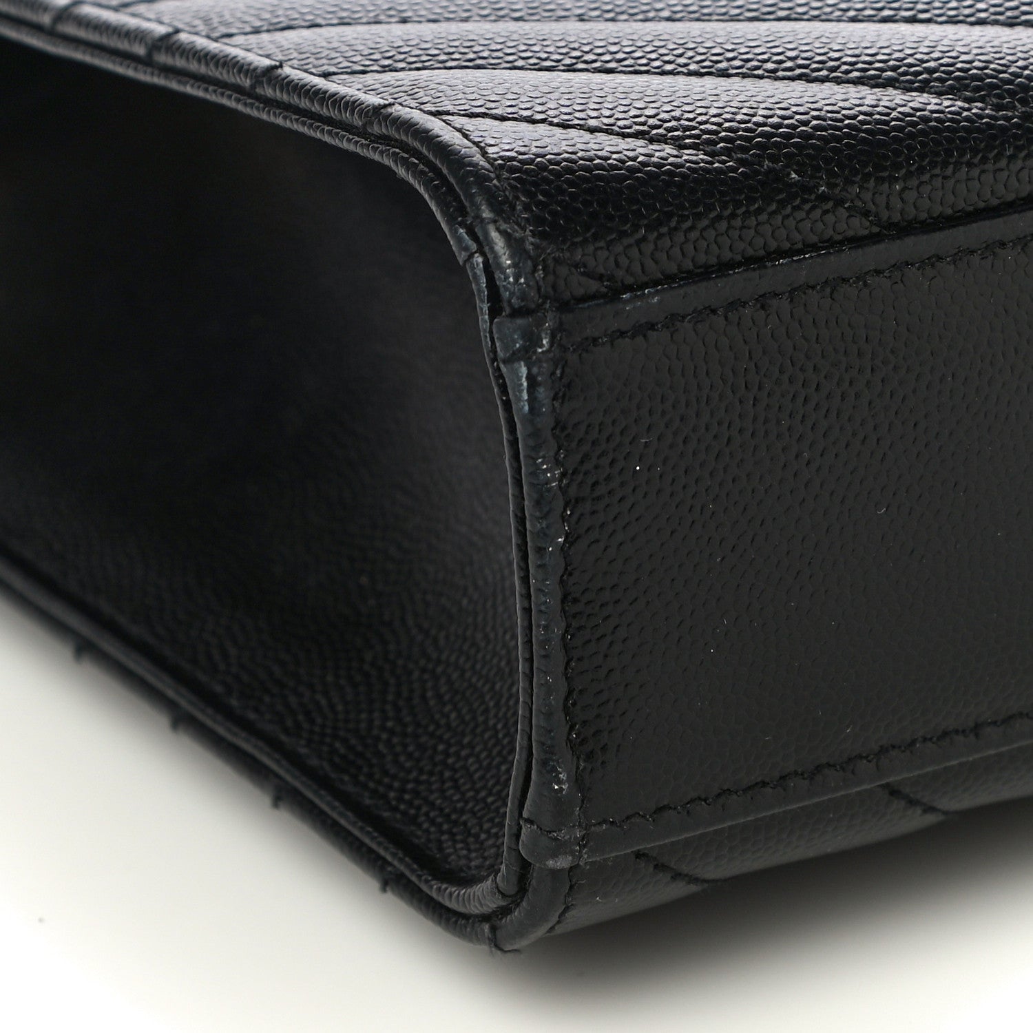 Saint Laurent Grain De Poudre Matelasse Chevron Large Monogram Satchel Black 9 of 11