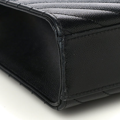 Saint Laurent Grain De Poudre Matelasse Chevron Large Monogram Satchel Black 9 of 11