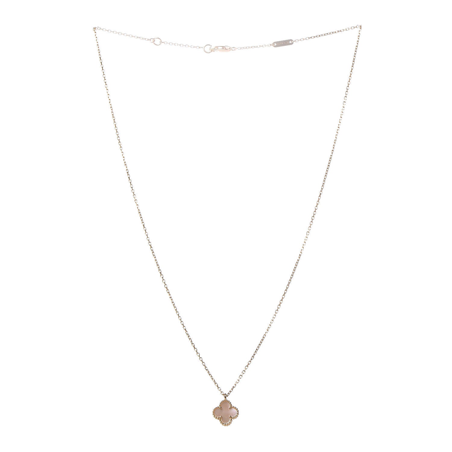 Van Cleef & Arpels 18K Yellow Gold Mother of Pearl Sweet Alhambra Pendant Necklace 3 of 7