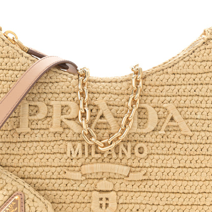 Prada Yarn Raffia Effect Crochet Mini Re-Edition 2000 Shoulder Bag Naturale 8 of 11