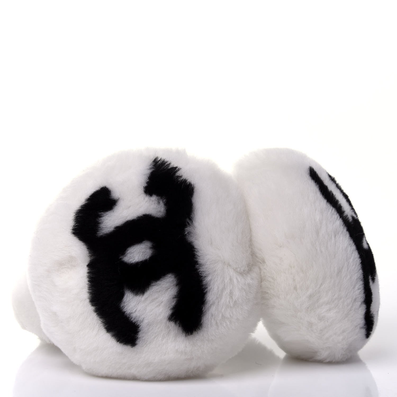 Chanel Shearling CC Ear Muffs White Black 3 of 4