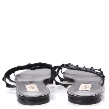 Valentino Garavani Nappa Rockstud Caged Flat Slide Sandals 39.5 Black 6 of 9