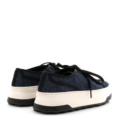 Gucci Denim Crystal GG Monogram Womens 1977 Platform Tennis Sneakers 39 Blue Black 5 of 9
