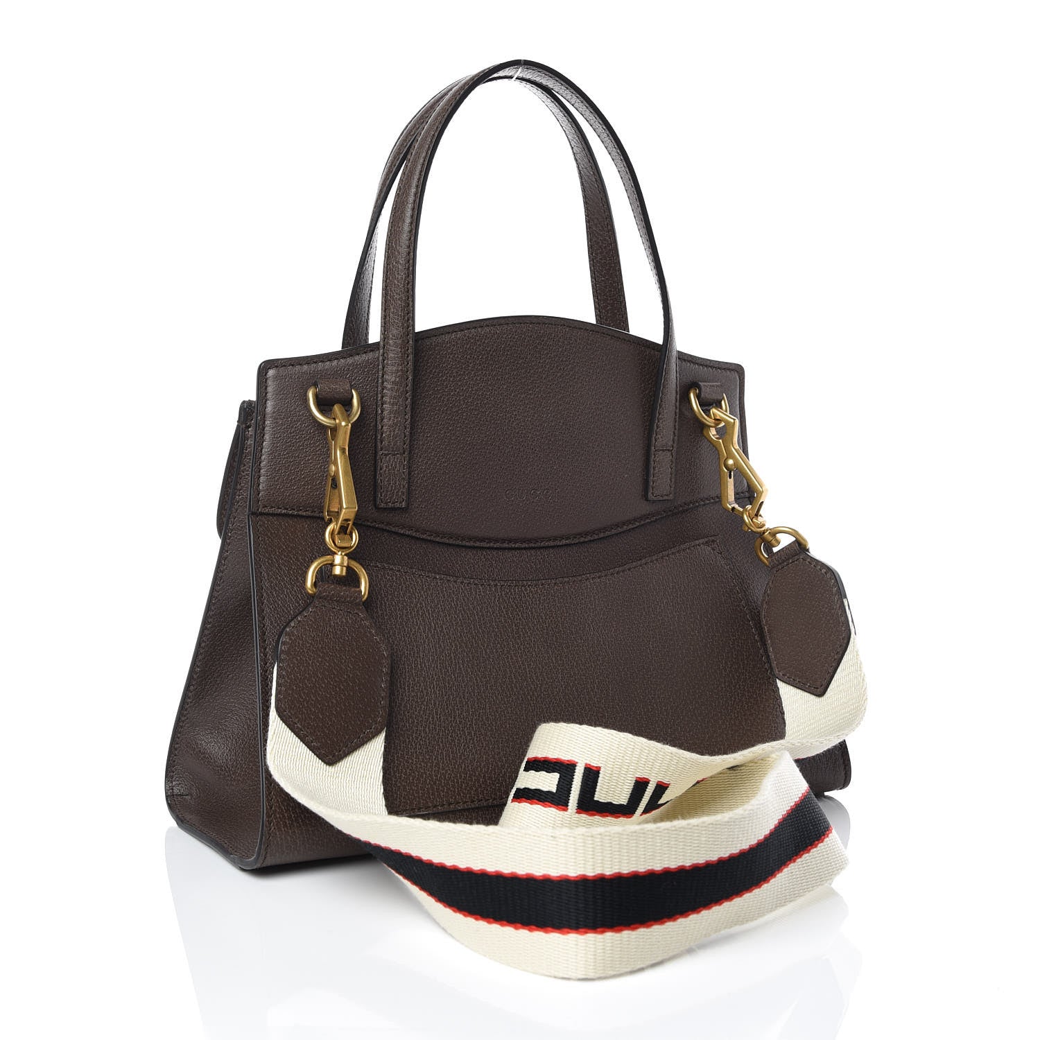 Gucci Textured Calfskin Web Crystal Butterfly Stripe Medium Totem Top Handle Bag New Acero 3 of 11