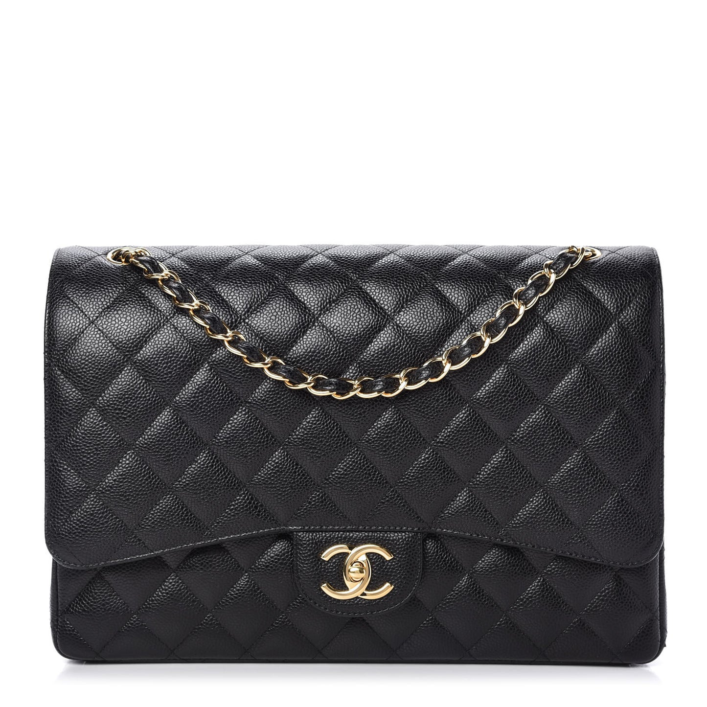 Caviar Quilted Maxi Double Flap Black