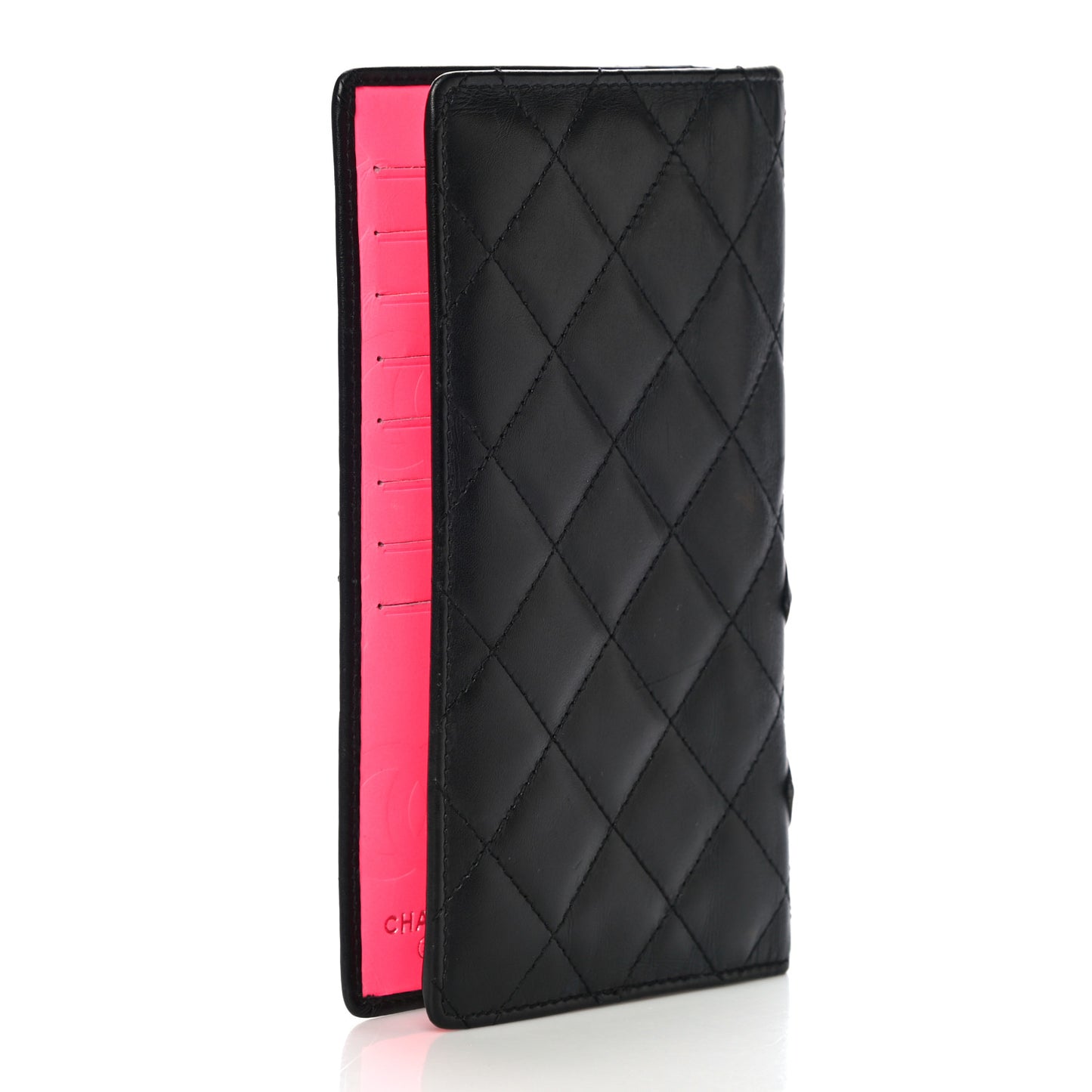Calfskin Quilted Cambon Yen Wallet Black